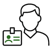  Icon of a person with an ID badge, symbolizing identity verification or authorized personnel access.